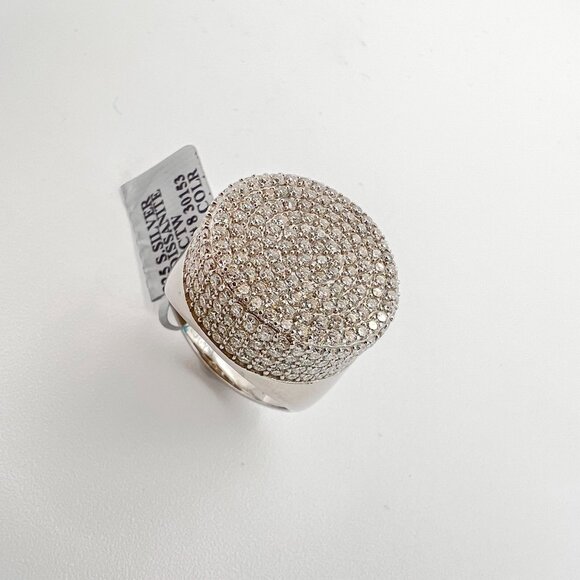 925 Sterling Sliver Moissanite Designer Circle Elevated Ring, 3.77ctw VVS Stones - Picture 2 of 7